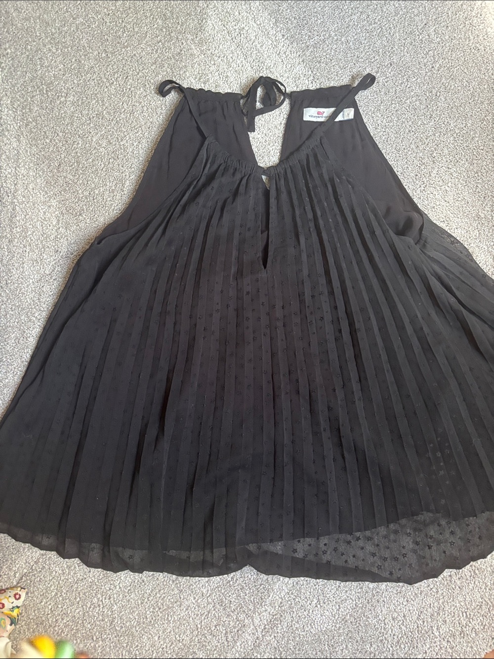 Vineyard Vines Black Sleeveless Tie-Shoulder Top